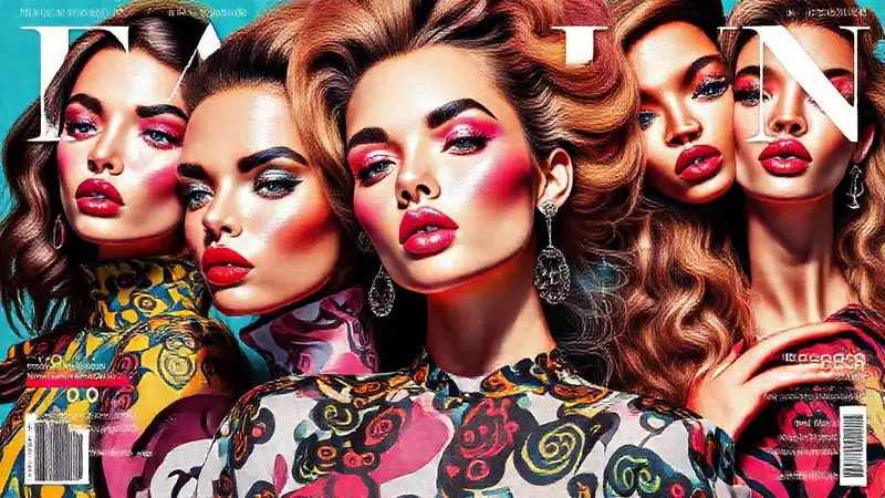Revista de moda moderna, colorida y lujosa