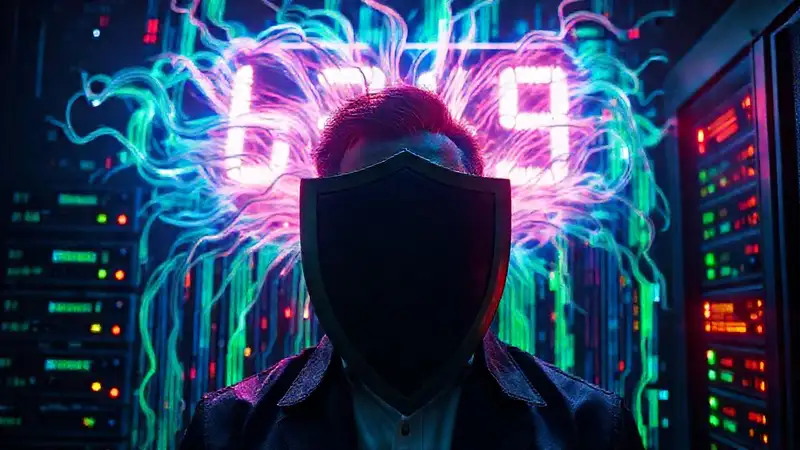Un hombre serio protege datos vitales