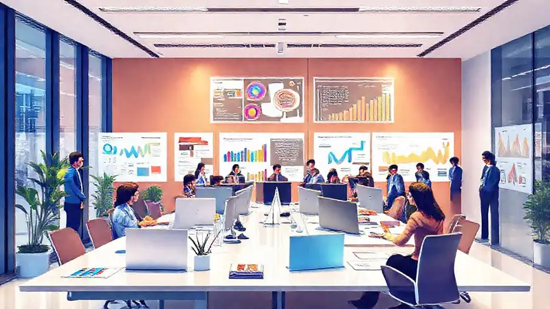 Oficina moderna: datos visuales profesionales