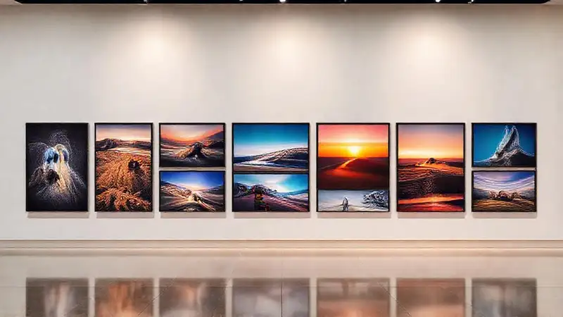 Galería moderna exhibe arte digital impactante