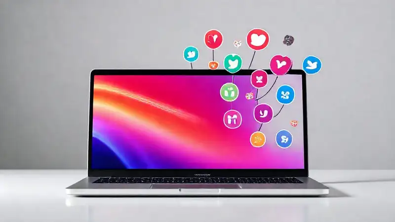 Una laptop moderna promueve conexiones digitales vibrantes