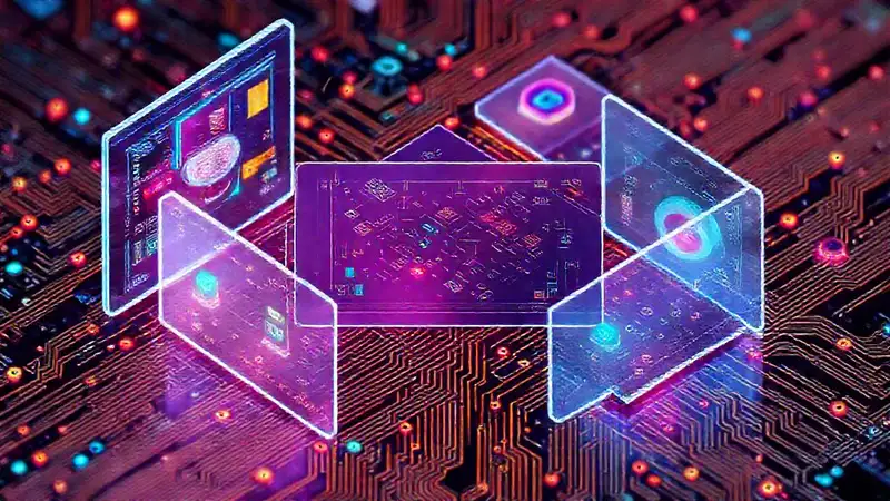 Interfaz digital futurista y vibrante