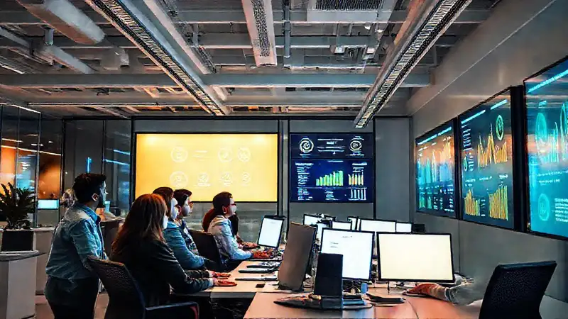 Oficina moderna digital, profesional y brillante