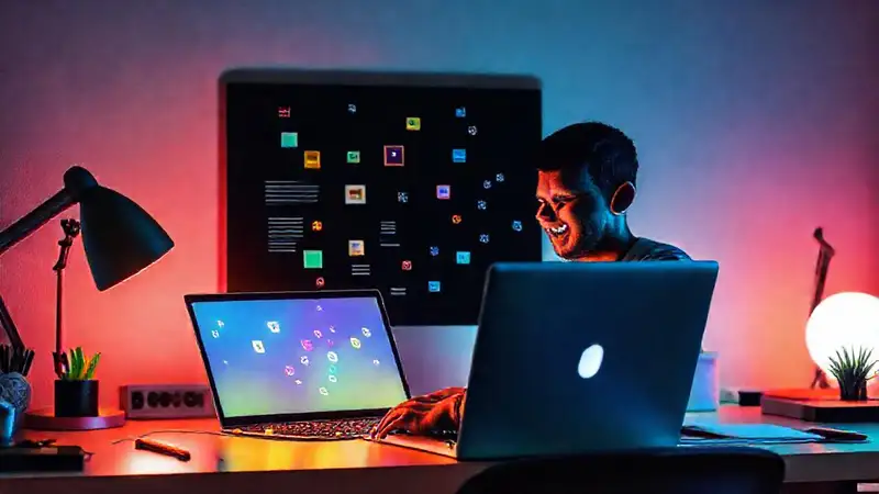 Un trabajador freelance crea digitalmente