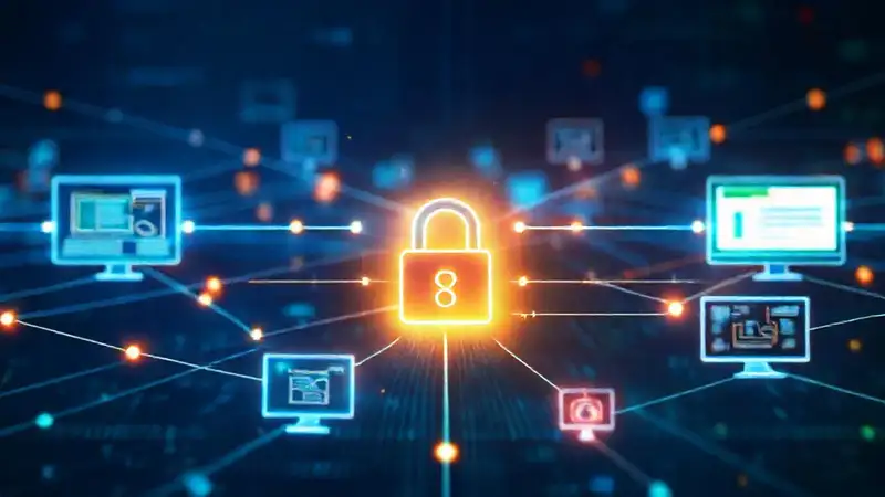 Seguridad digital futurista, conectada y protegida
