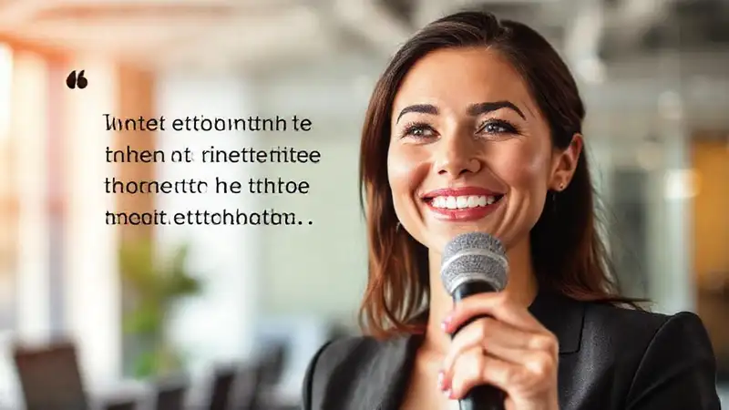 Mujer de negocios sonríe, testimonial profesional