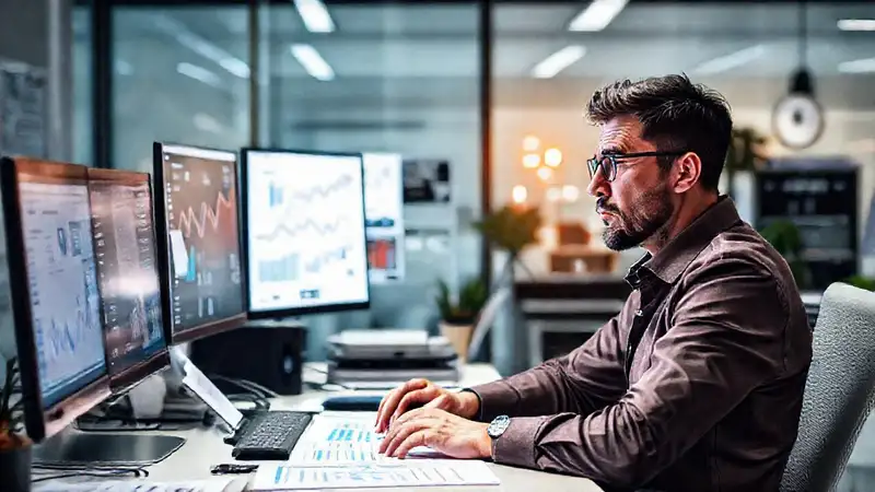 Diseñador en un espacio de trabajo digital