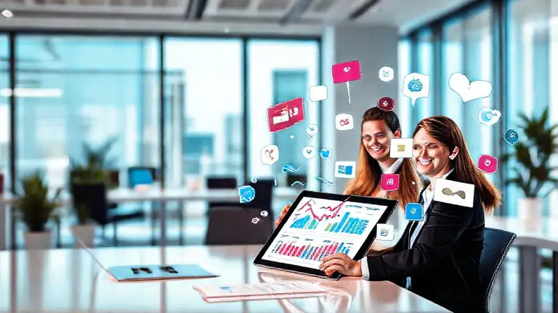 Oficina moderna captura leads digitales brillantes