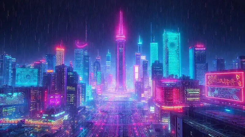 Ciudad futurista de luz y tecnología